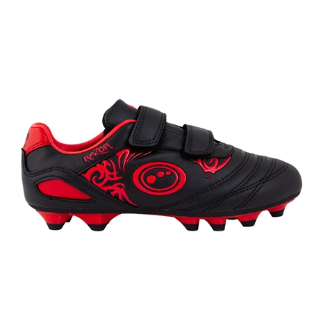 Optimum Kids Razor Velcro Moulded Stud Rugby boots - Black and Red - Outstep