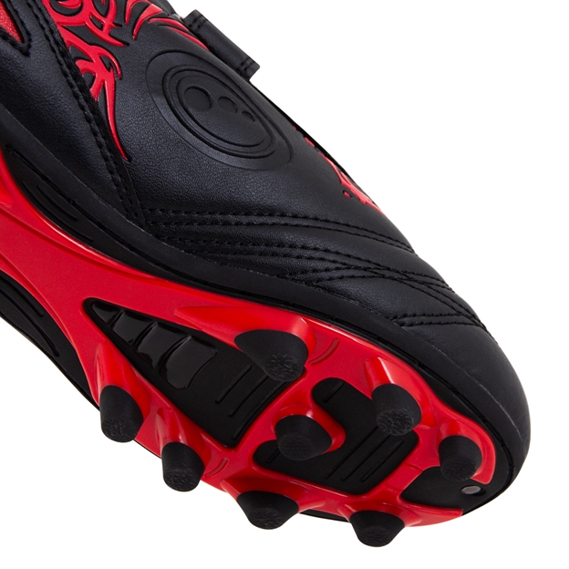 Optimum Kids Razor Velcro Moulded Stud Rugby boots - Black and Red - Toe