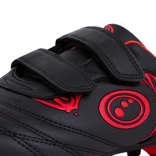 Optimum Kids Razor Velcro Moulded Stud Rugby boots - Black and Red - Velcro