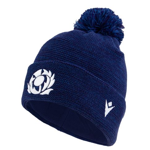 Scotland Adults Pom Pom Beanie 25/26 Navy - Front Scotland Adults Pom Pom Beanie 25/26 Navy - Front