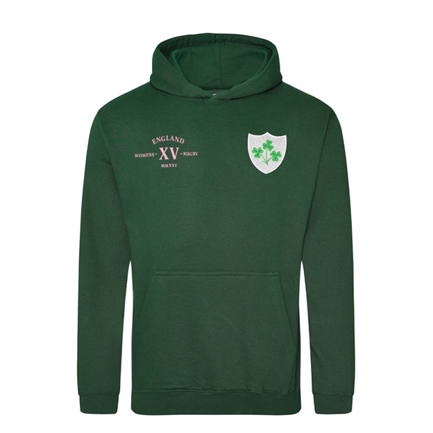 Ireland Kids Classic XV Hoodie Bottle Green - Front