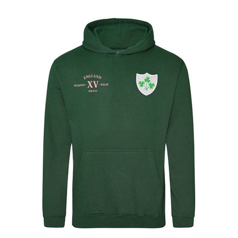 Ireland Kids Classic XV Hoodie Bottle Green - Front Ireland Kids Classic XV Hoodie Bottle Green - Front