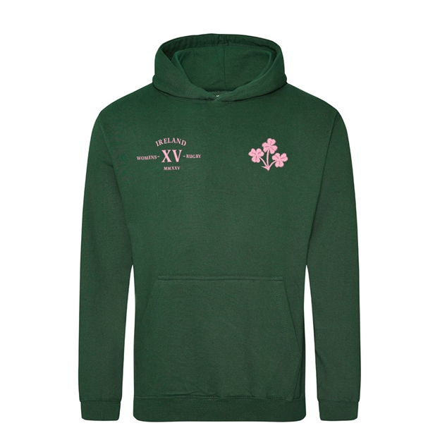 Womens World Cup Ireland Kids Classic Hoodie Bottle Green - Front