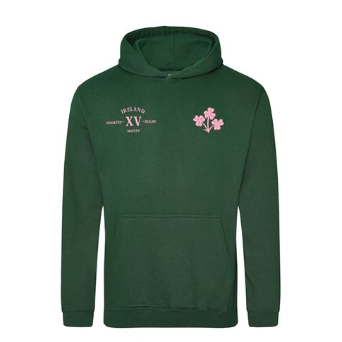 Womens World Cup Ireland Kids Classic Hoodie Bottle Green - Front Womens World Cup Ireland Kids Classic Hoodie Bottle Green - Front