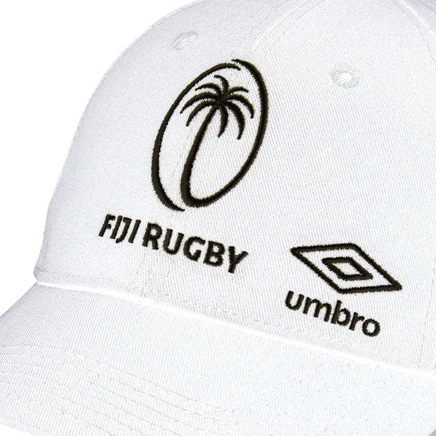 Fiji Cap 25/26 White - Embroidered Logos Close-up