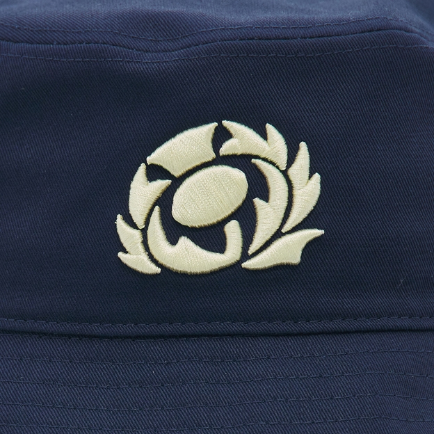 Scotland Bucket Hat 26/27 Navy and Sand - SRU Thistle Close-up