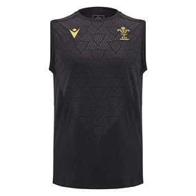 Wales Mens Poly Training Singlet - Black 2025 - Front