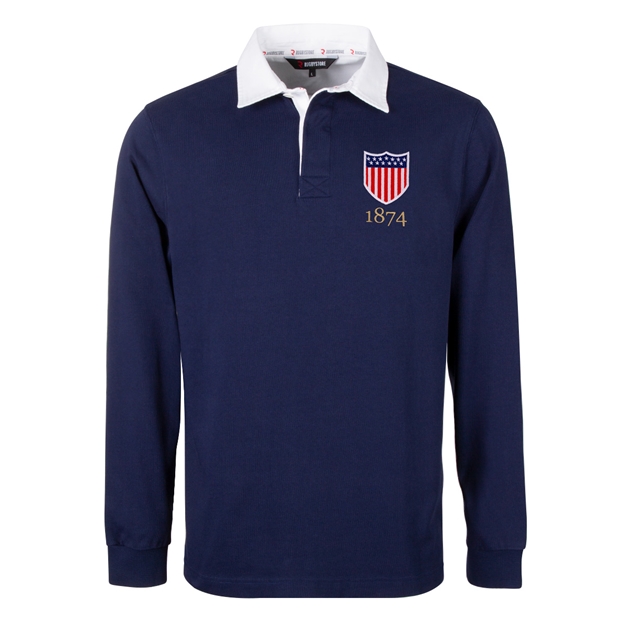 USA Mens 1874 Origins Rugby Shirt Long Sleeve Navy - Front
