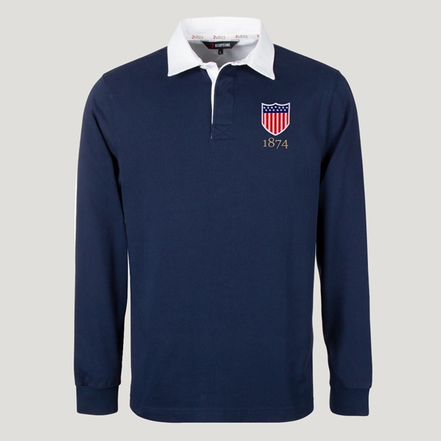 USA 1874 Heritage Pure Cotton Rugby Shirt - Long Sleeve Navy