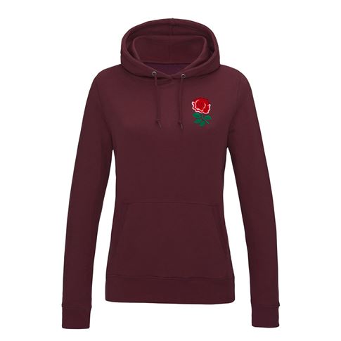 England Womens Classic Hoodie Burgundy - Front View