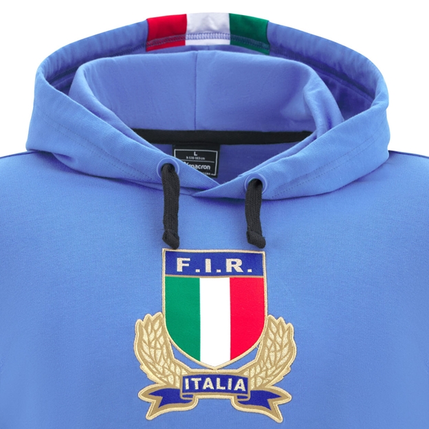 Italy Mens Supporters Cotton Hoody 25/26 Blue/Black - Close-up