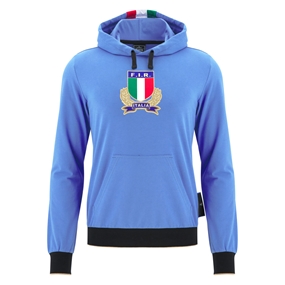 Italy Mens Supporters Cotton Hoody 25/26 Blue/Black - Front