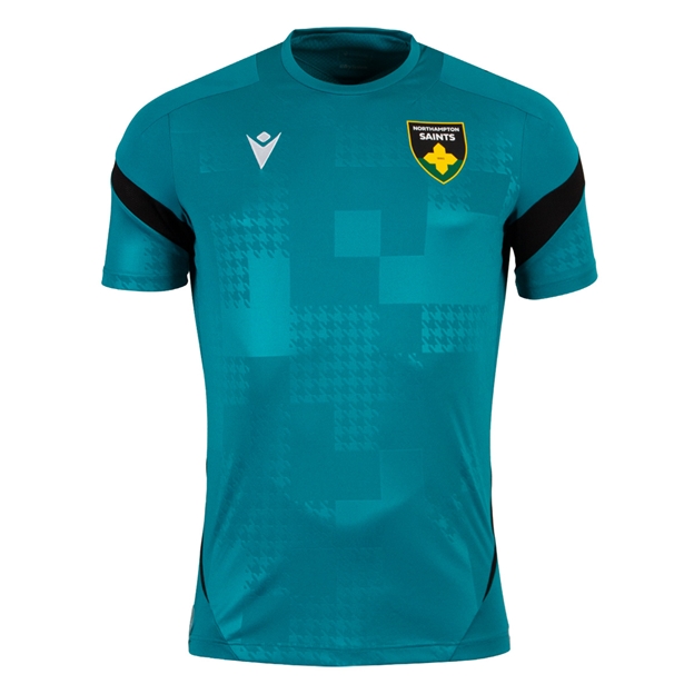 Northampton Saints Mens Training Dry T-Shirt 25/26 Green - Front