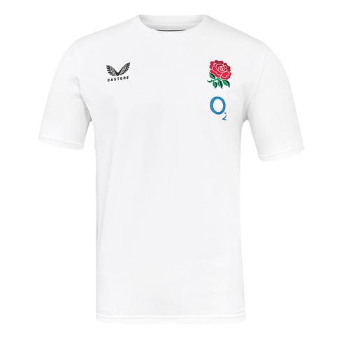 England Mens Travel Short Sleeve Tee 25-26 Bright White - Front England Mens Travel Short Sleeve Tee 25-26 Bright White - Front