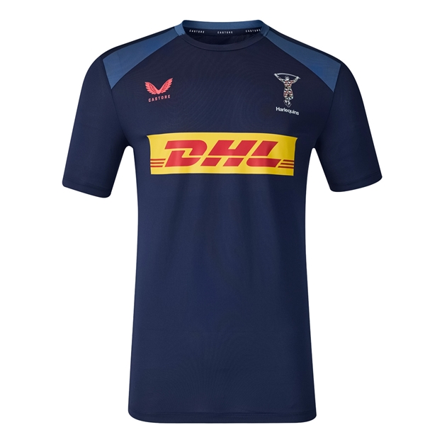 Harlequins Mens Performance T-Shirt 26/27 Navy and Ensign Blue - Front View