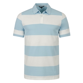 Rugby 1823 Adults Polo Shirt Sky and White - Front View