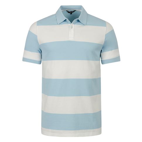Rugby 1823 Adults Polo Shirt Sky and White - Front View
