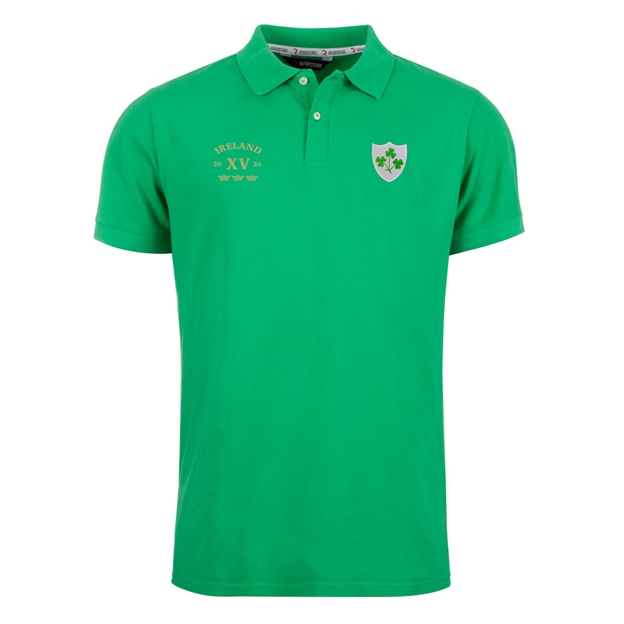 Ireland Mens Legends of 2026 Classic Rugbystore Polo Shirt Green - Front View