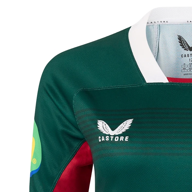 Leicester Tigers Womens Home Rugby Shirt 26/27 Botanical Garden - Castore Logo Close-up