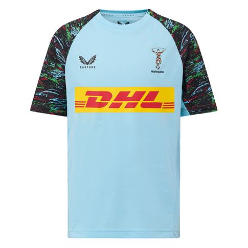 Harlequins Mens Performance Training Tee 25/26 Sky Blue - Front Harlequins Mens Performance Training Tee 25/26 Sky Blue - Front