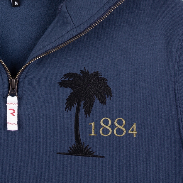 Fiji 1884 Pure Cotton Half Zip Sweatshirt - Petrol Blue
