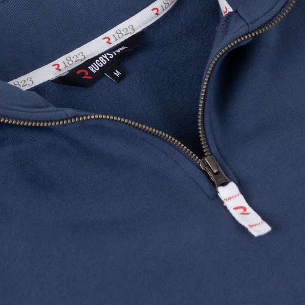 Fiji 1884 Pure Cotton Half Zip Sweatshirt - Petrol Blue