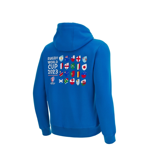 Rugby World Cup 2023 Macron Kids Cup Pullover Hoodie Royal - Back View