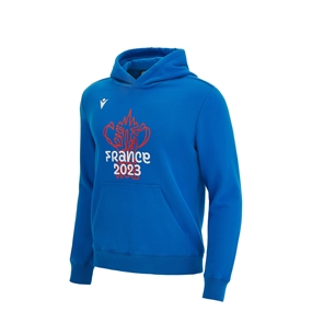 Rugby World Cup 2023 Macron Kids Cup Pullover Hoodie Royal - Front View
