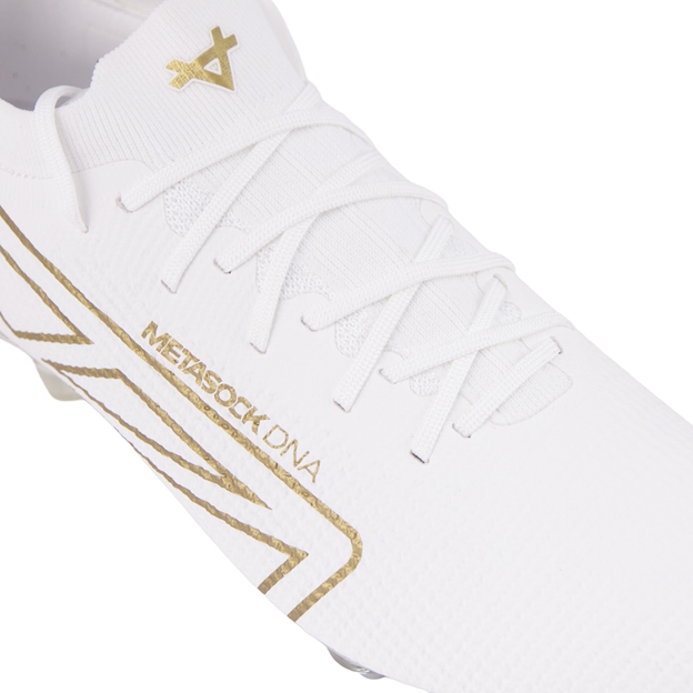Oxen Adults Metasock Hawkshift Soft Ground Rugby Boots White/Gold - Lacing Close-up