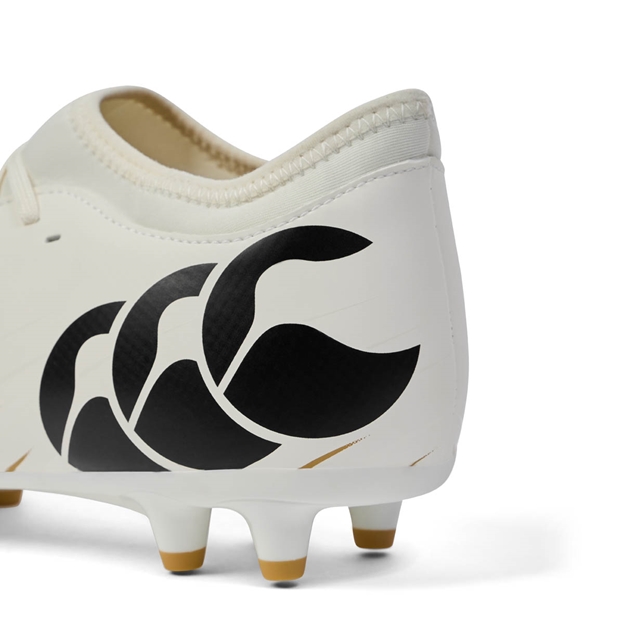 Canterbury Adults Speed Falcon Team Firm Ground Rugby Boots - White - Heel