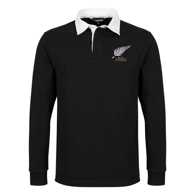 New Zealand 1884 Heritage Pure Cotton Rugby Shirt - Long Sleeve - Black