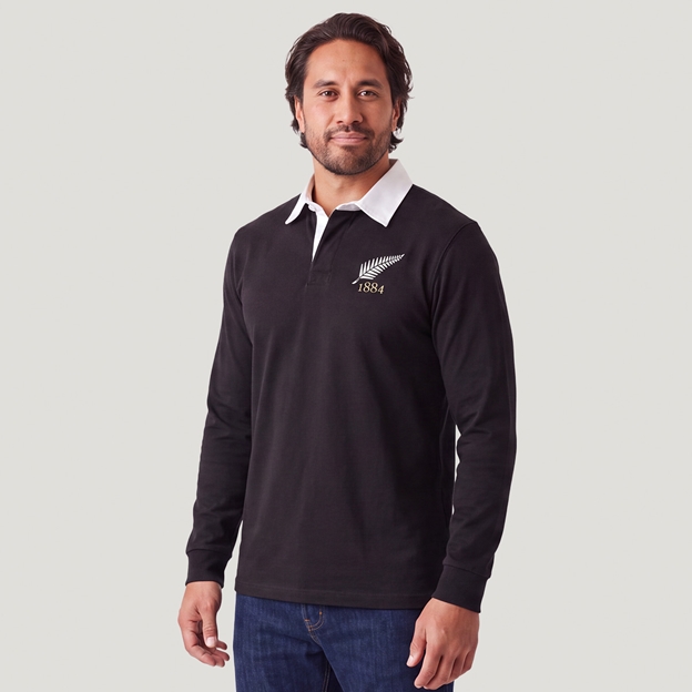 New Zealand 1884 Heritage Pure Cotton Rugby Shirt - Long Sleeve - Black