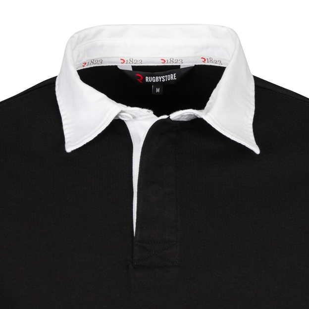 Rugby 1823 Adults Rugby Shirt Black - Collar Close-up