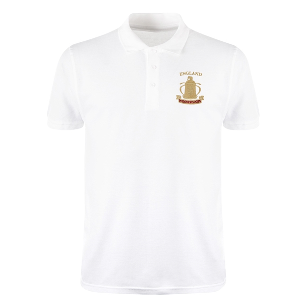 England Mens Cup Winners 2025 Classic Polo Shirt White - Front