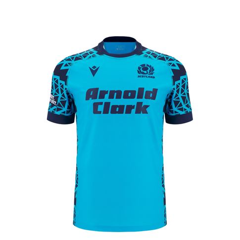 Scotland Junior Training Rugby Shirt 25/26 Neon/Sky - Front Scotland Junior Training Rugby Shirt 25/26 Neon/Sky - Front
