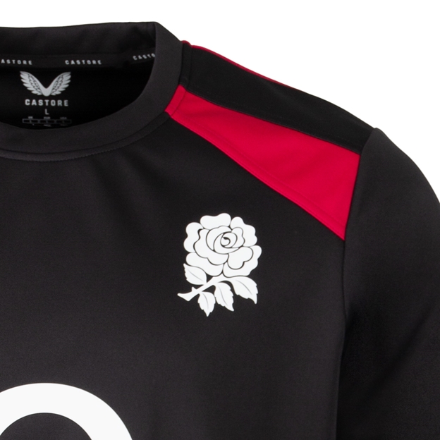 England Adults Contact Drill Top 26/27 Black - RFU Rose Close-up