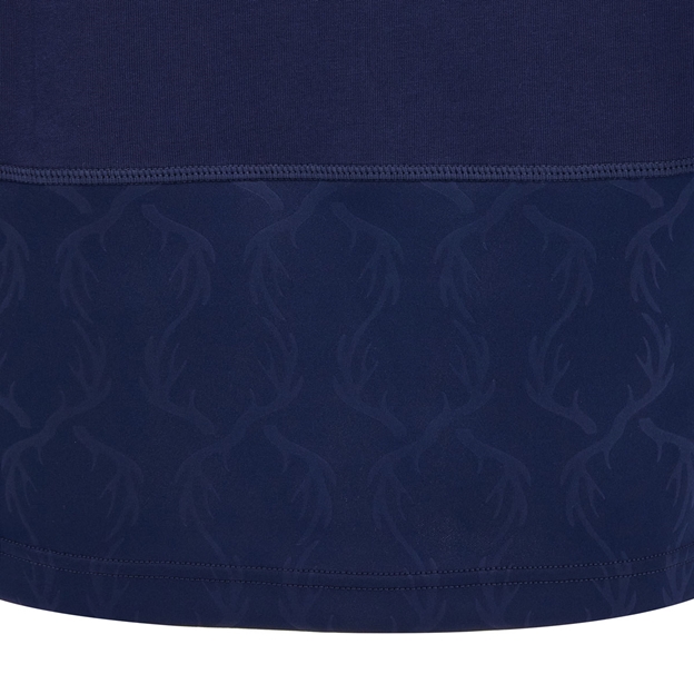 Scotland Mens Home Classic Cotton Rugby Shirt 26/27 Long Sleeve Navy and Sand - Stag Pattern Close-up