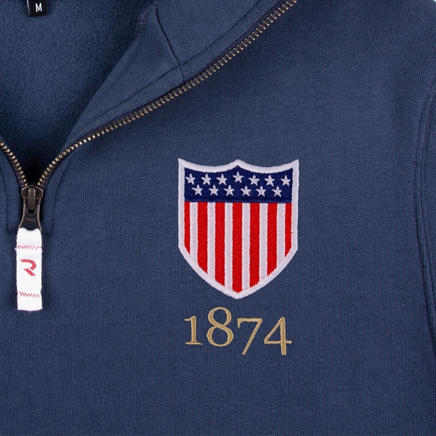 USA 1874 Pure Cotton Half Zip Sweatshirt - Petrol Blue
