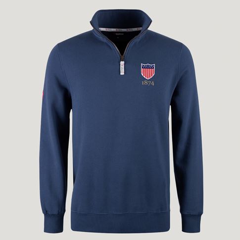 USA 1874 Pure Cotton Half Zip Sweatshirt – Petrol Blue