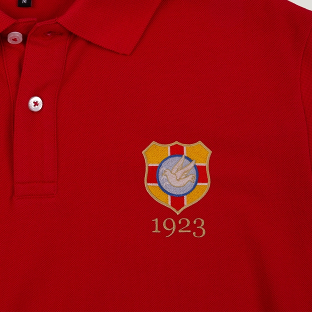 Tonga 1923 Adults Classic Cotton Polo Shirt Red - Badge Close-up