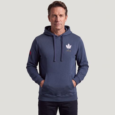 Canada 1864 Adults Cotton Hoodie Petrol Blue - Model Front View