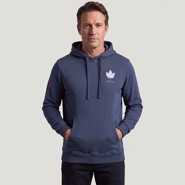 Canada 1864 Adults Cotton Hoodie Petrol Blue - Model Front View