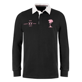 Womens World Cup Fiji Adults Classic Heavyweight Rugby Shirt Black - Front