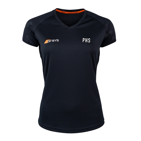 Peebles HS Hockey Womens Playing Top with initials - front