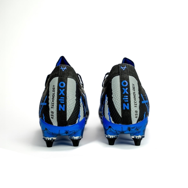Oxen Adults Metasock Mix Stud Rugby Boots-Black/Blue - Heel