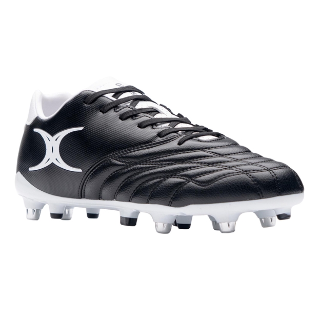 Gilbert Adults Sidestep Icon 6 Stud Soft Ground Rugby Boots Black - Toe View
