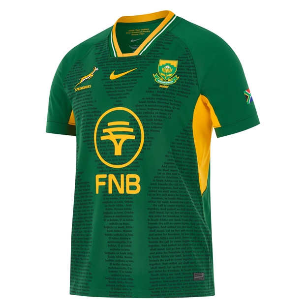 South Africa Springboks Mens All Blacks Home Rugby Shirt 26/27 Gorge Green - Front View