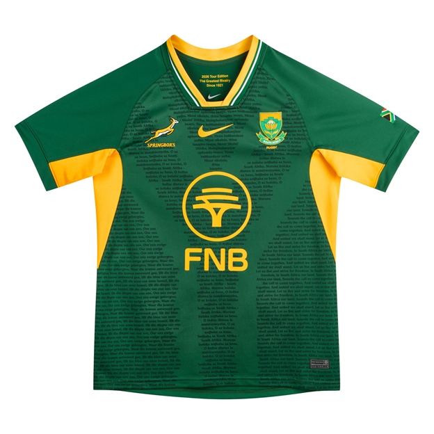 South Africa Springboks Mens All Blacks Home Rugby Shirt 26/27 Gorge Green - Flatlay View