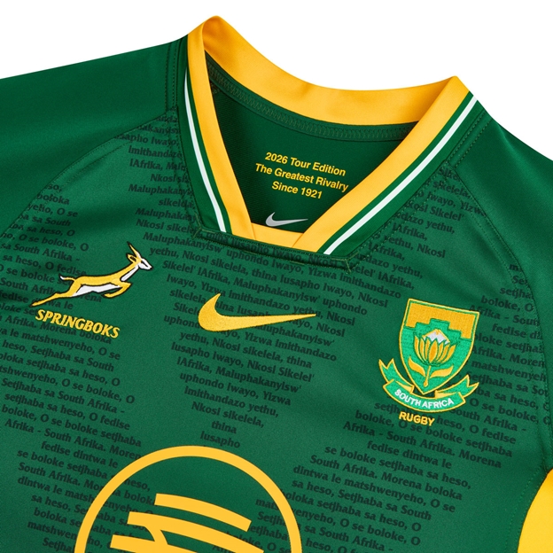 South Africa Springboks Mens All Blacks Home Rugby Shirt 26/27 Gorge Green - Details Close-up