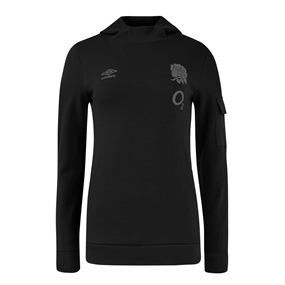 England Womens Presentation Hoodie Black 2425 - Front